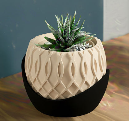 Vaso da tavolo "Nexus" Beige con base nera