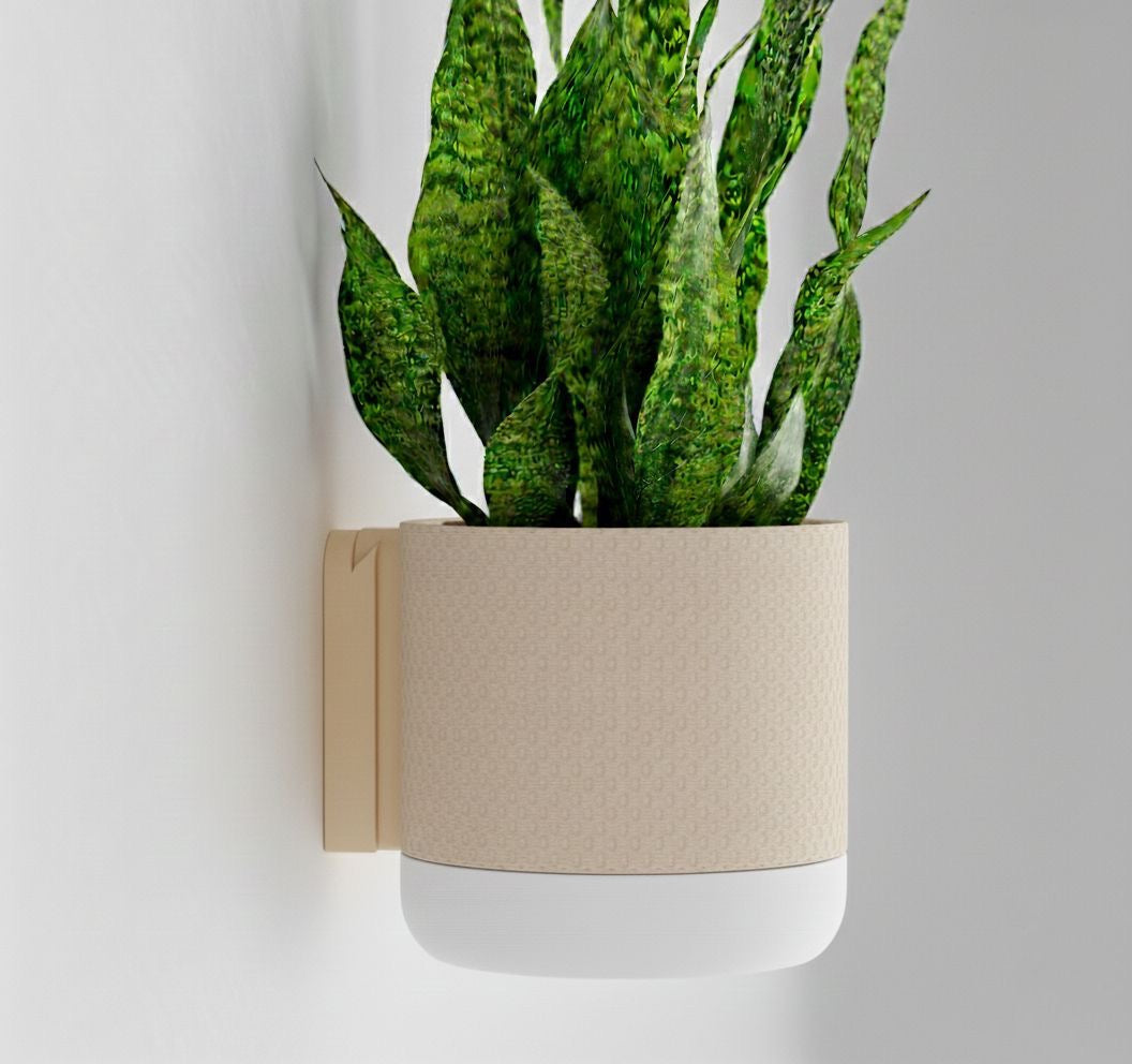 Vaso da parete "Honey" Beige con base bianca