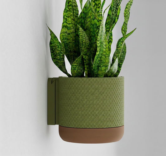 Vaso da parete "Honey" Verde oliva con base marrone