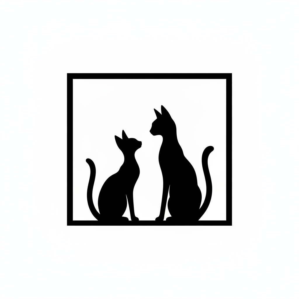 Quadretto nero da parete con due gatti siamesi in silhouette capovolti orizzontalmente
