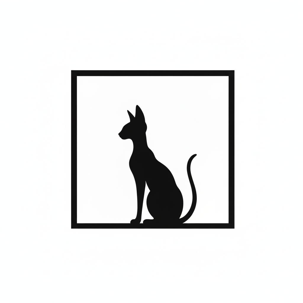 Quadretto nero da parete con silhouette di gatto Sphynx