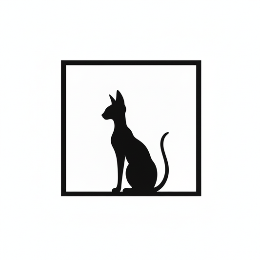 Quadretto nero da parete con silhouette di gatto Sphynx