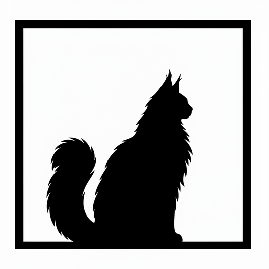 Quadretto nero da parete con gatto Maine Coon rivolto verso destra