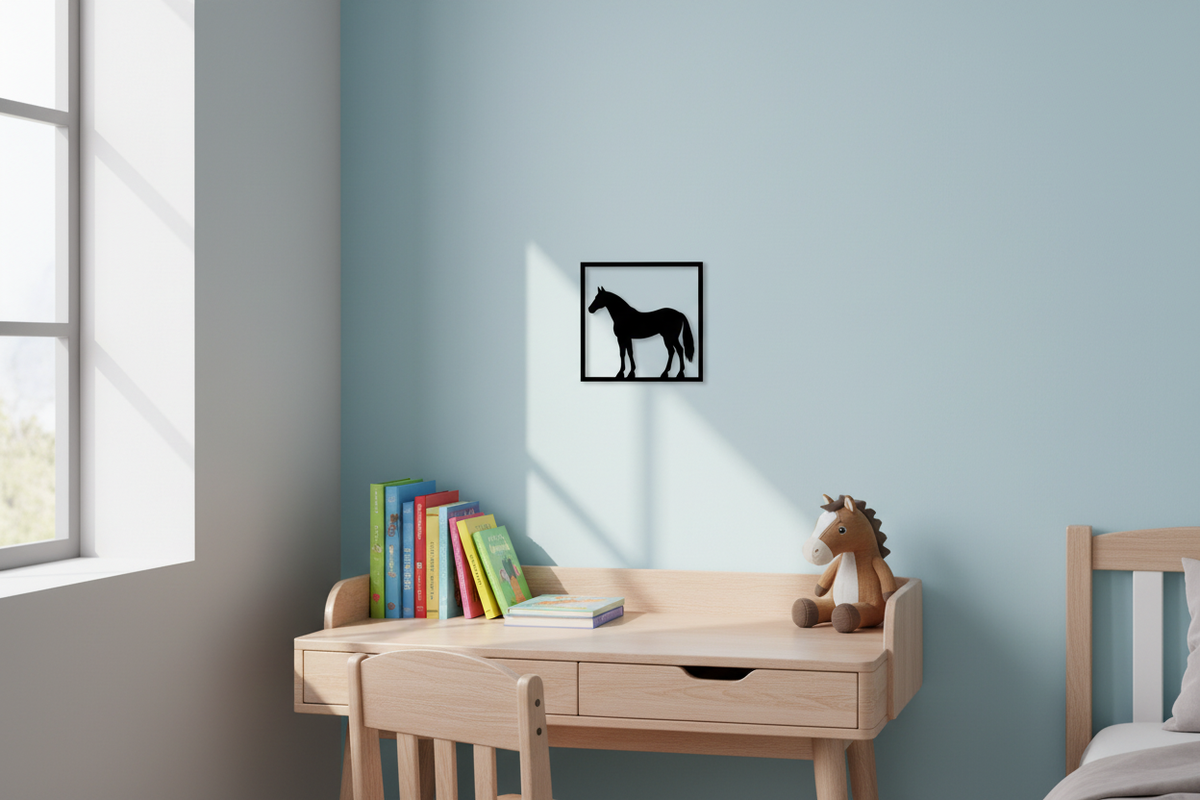 Quadretto del Quarter Horse appeso al muro di una cameretta, in scala realistica
