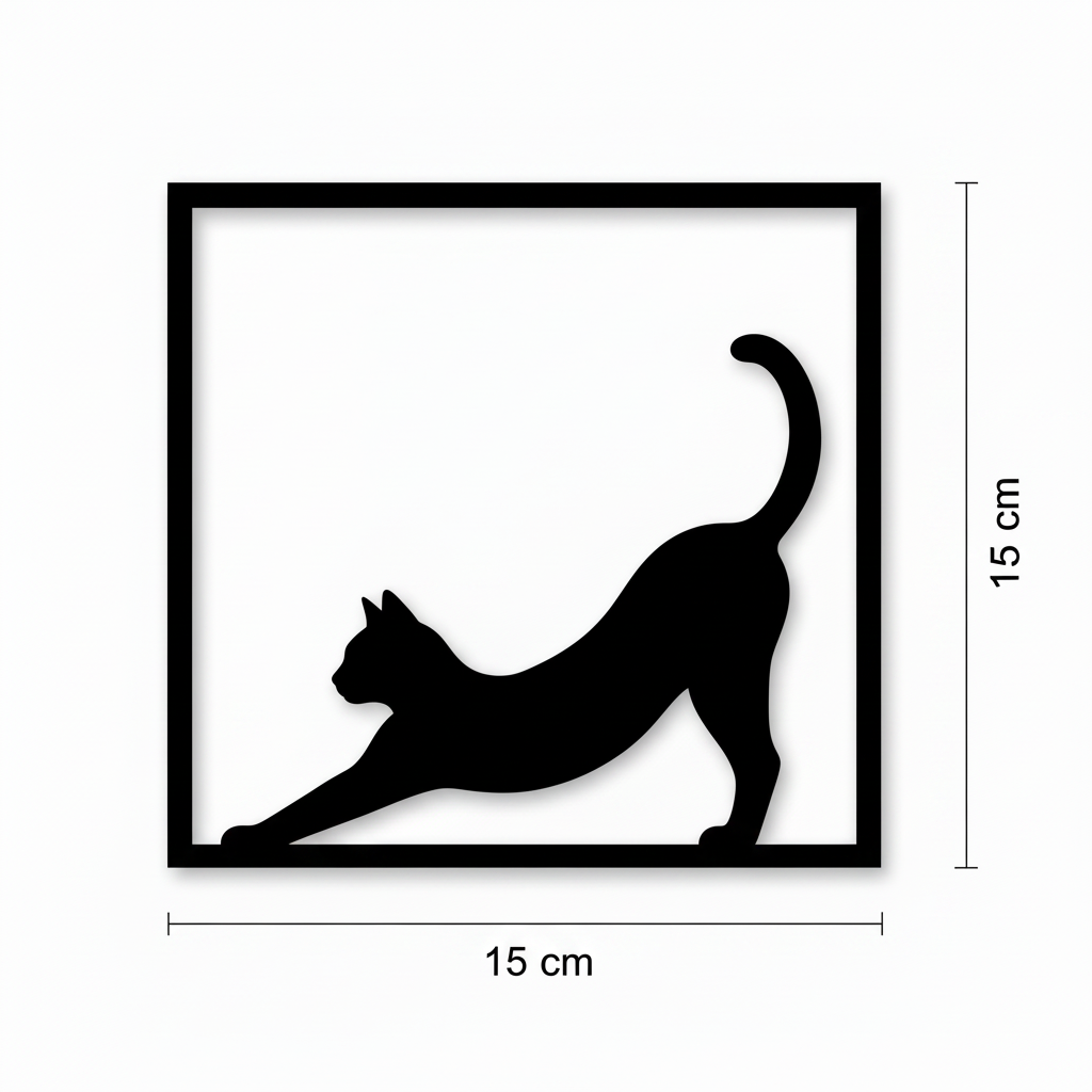 Quadretto gatto Bengala in stretching con misure 15 x 15 cm