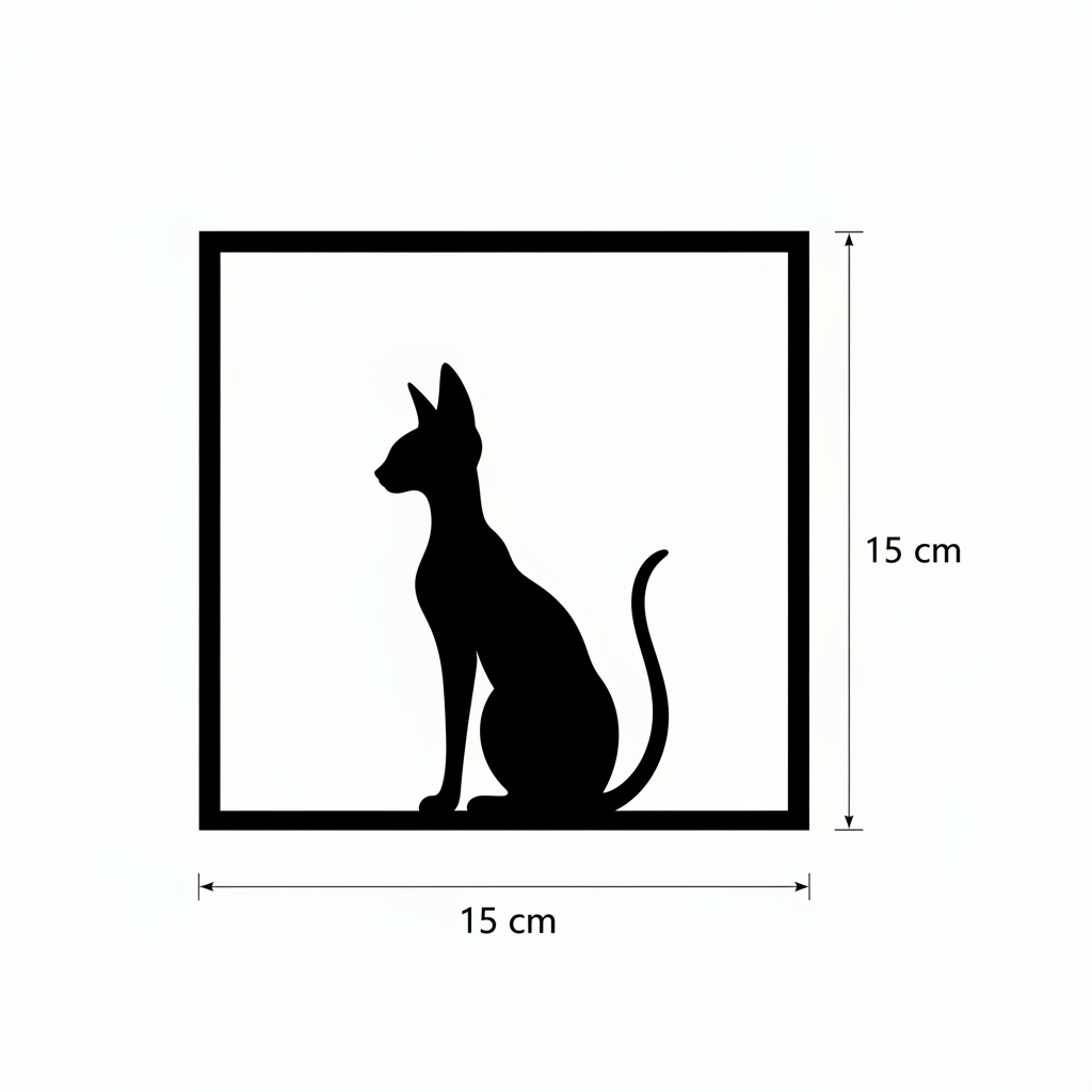 Quadretto gatto Sphynx nero con misure 15 x 15 cm