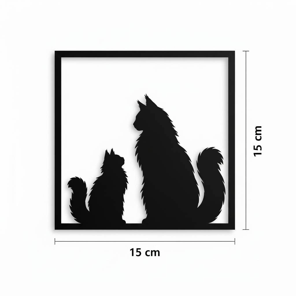 Quadretto due gatti norvegesi nero con misure 15 x 15 cm