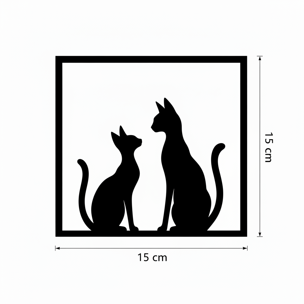 Quadretto due gatti siamesi nero capovolto orizzontalmente con misure 15 x 15 cm