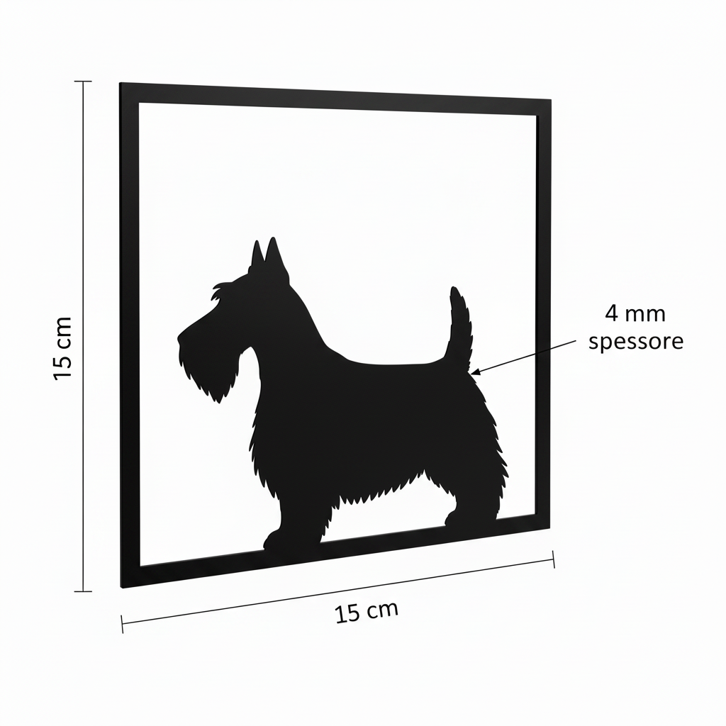 Quadretto Scottish Terrier nero con misure