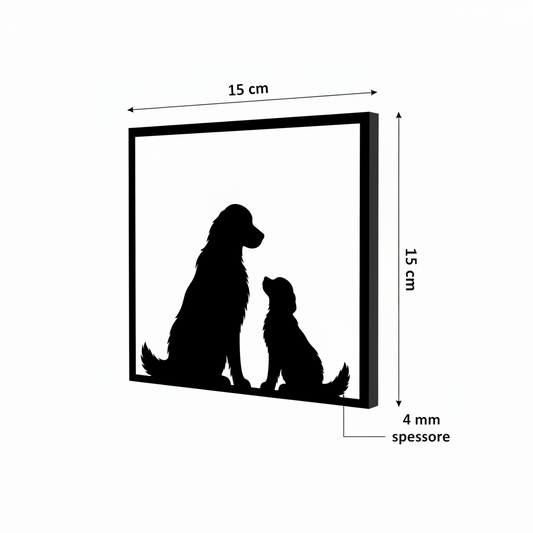 Render 3D con misure 15 × 15 cm e spessore 4 mm